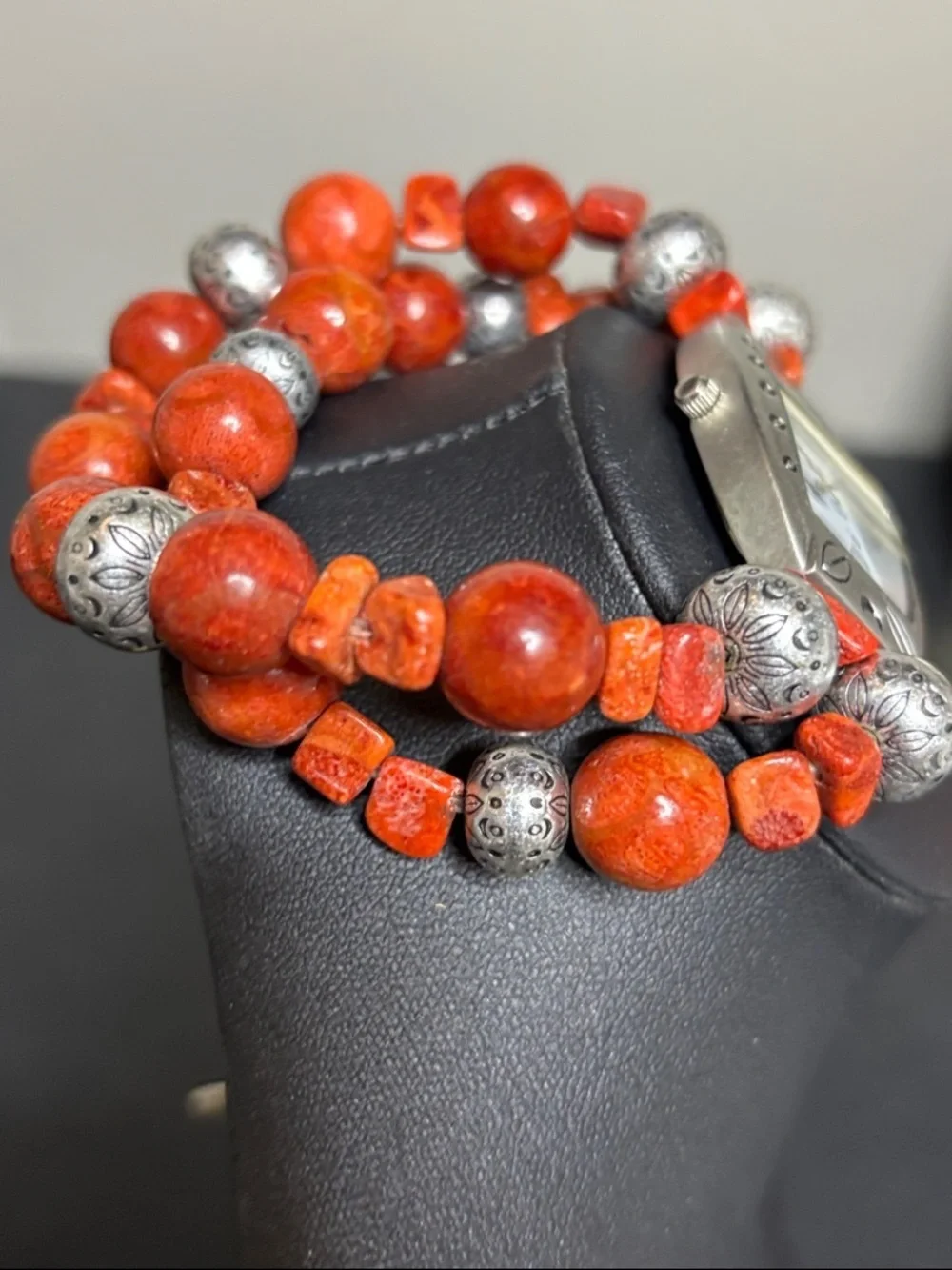 Coldwater Creek Stone Silver Tone Boho WORKING Stretch Watch Southwestern